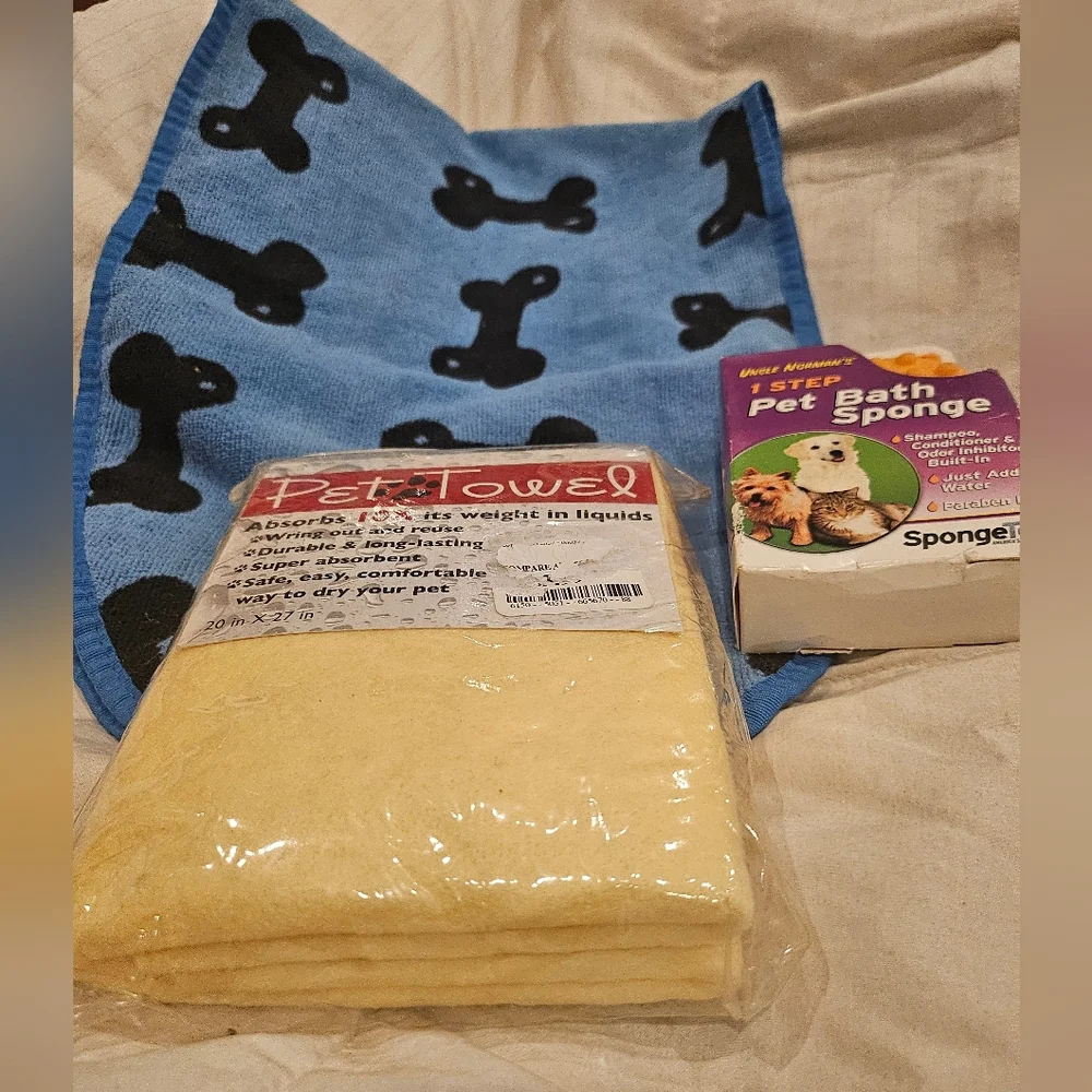 Pet Towels and Bath Sponge Set for Dogs -